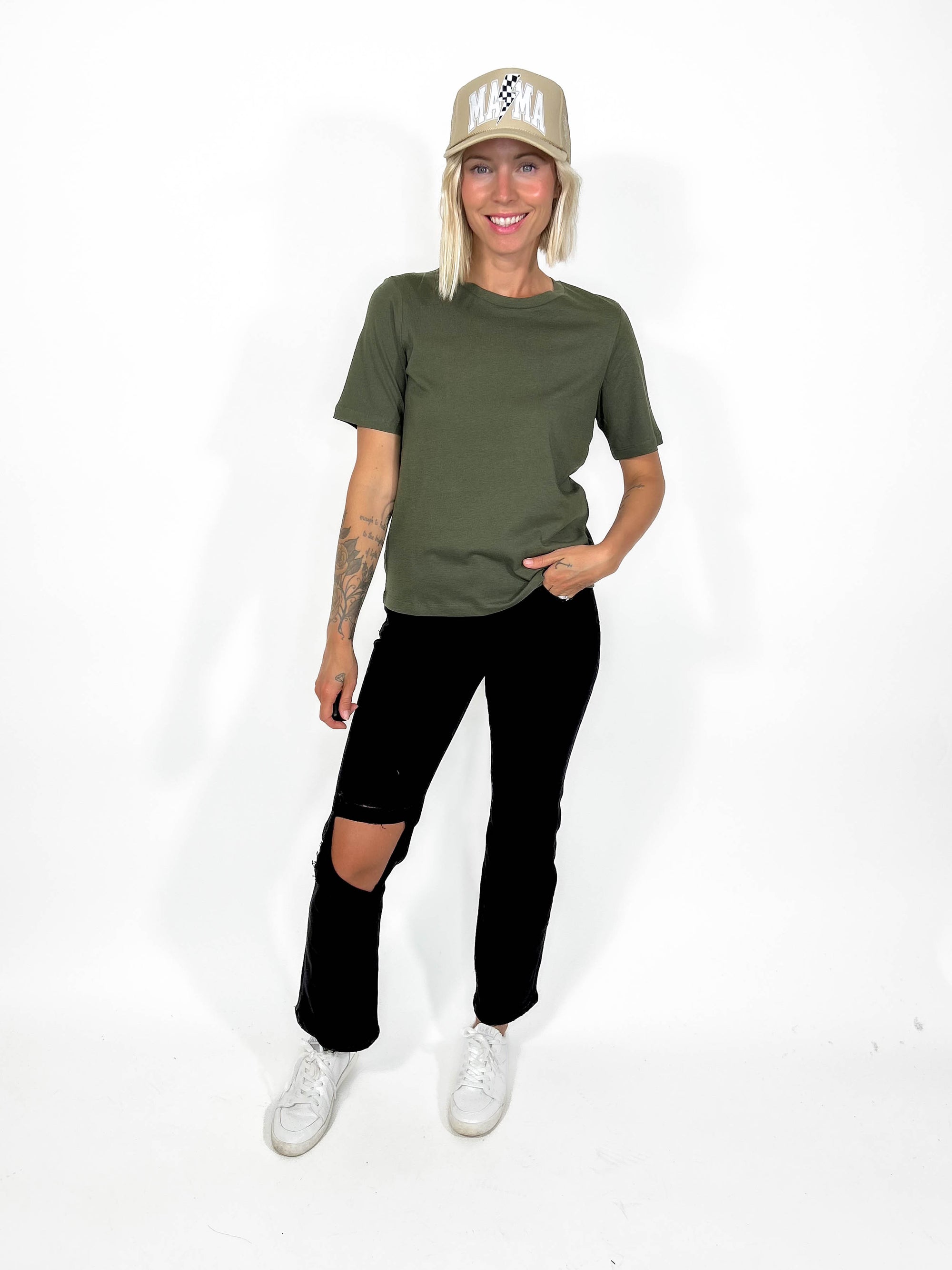 Teddy Short Sleeve Tee- DEEP OLIVE-FINAL SALE