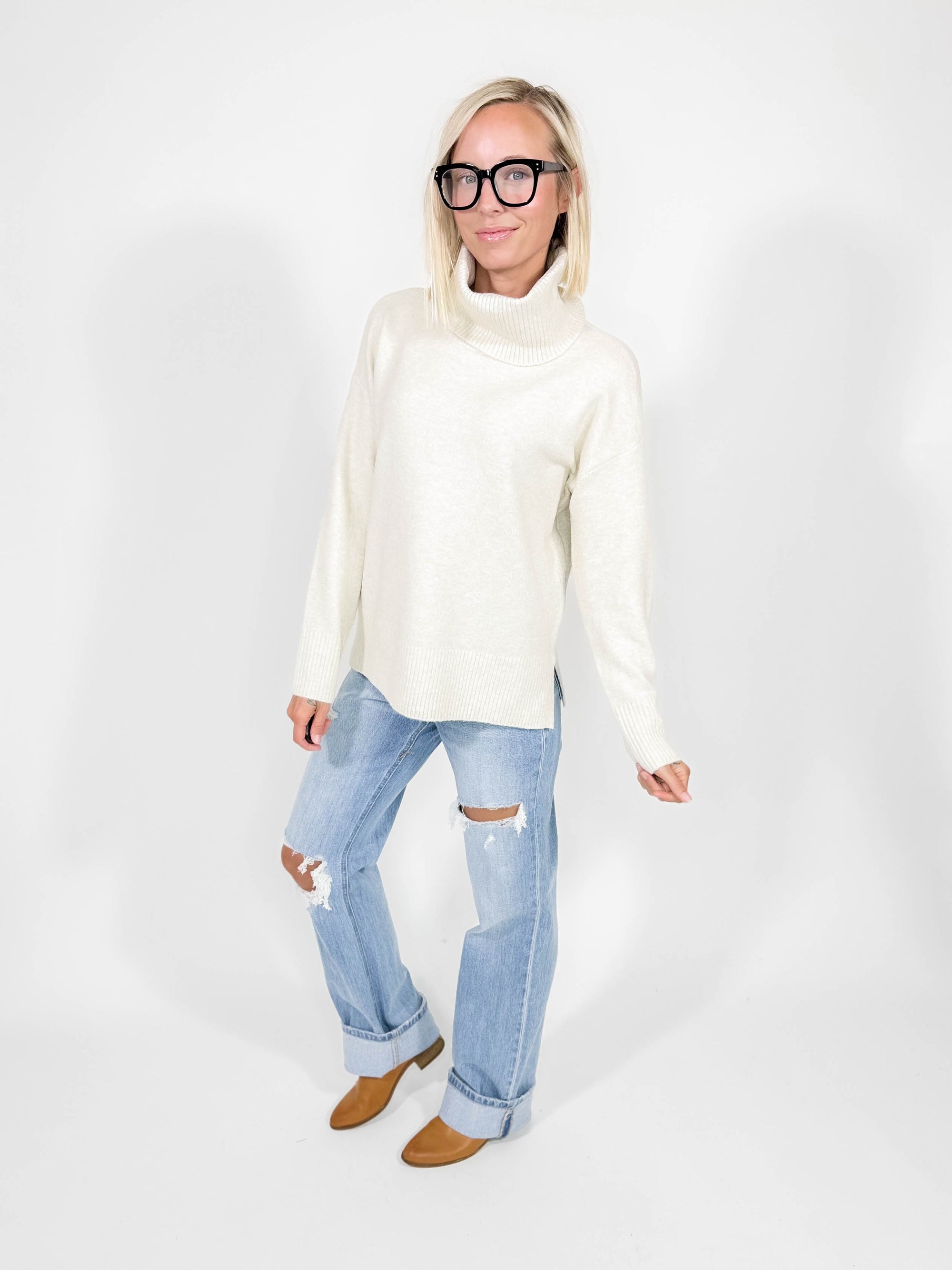 VERO MODA Doffy Cowlneck Sweater- BIRCH-FINAL SALE