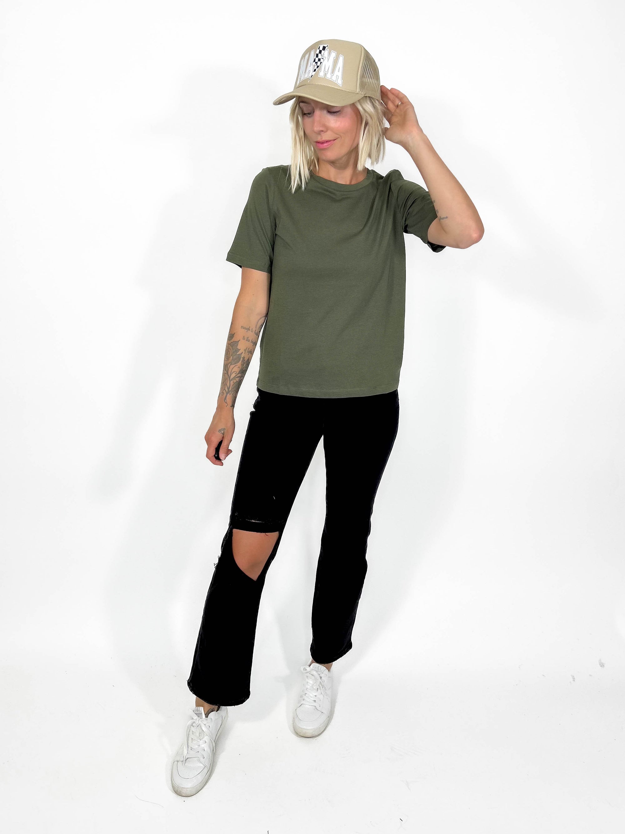 Teddy Short Sleeve Tee- DEEP OLIVE-FINAL SALE