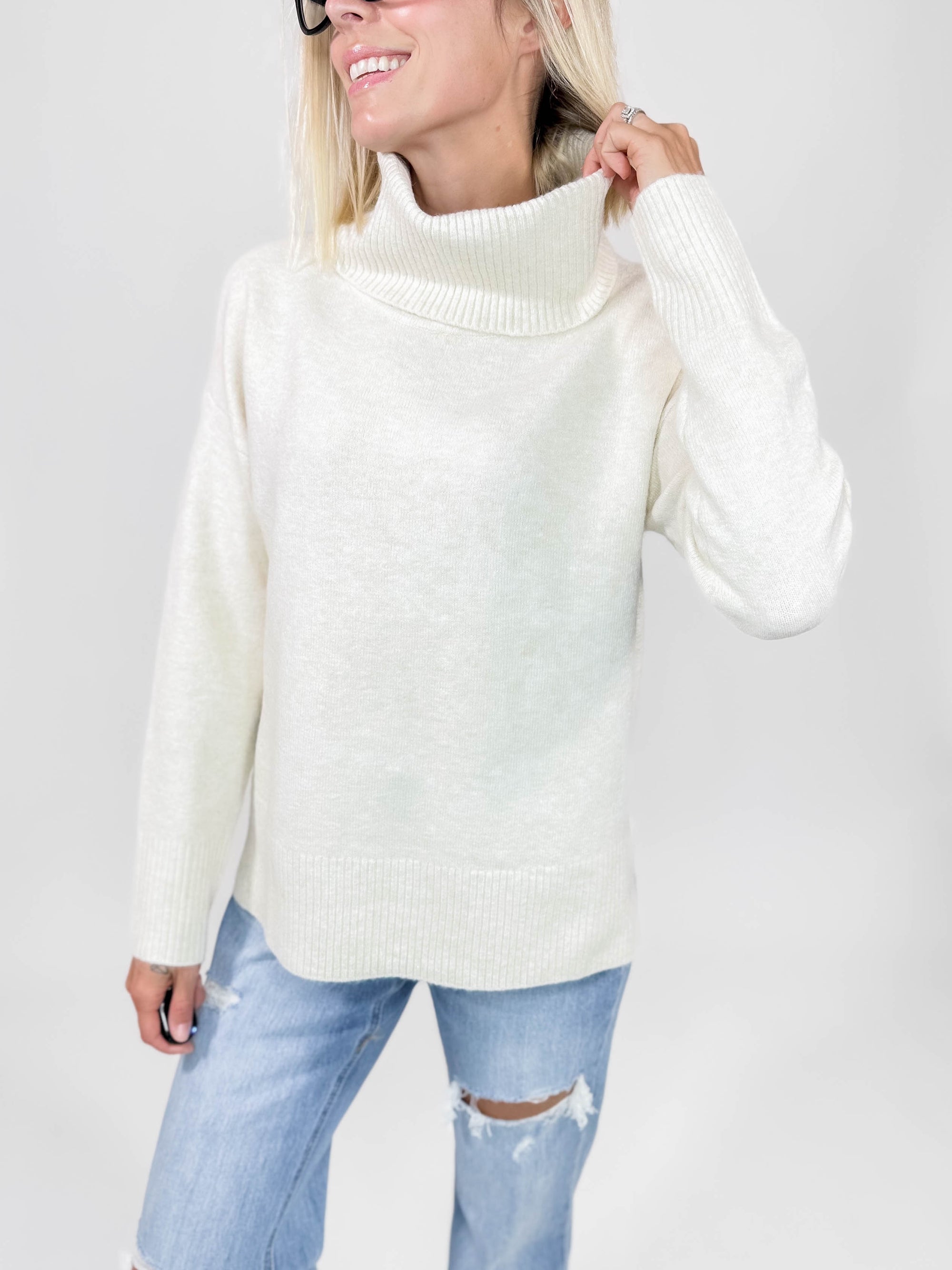 VERO MODA Doffy Cowlneck Sweater- BIRCH-FINAL SALE