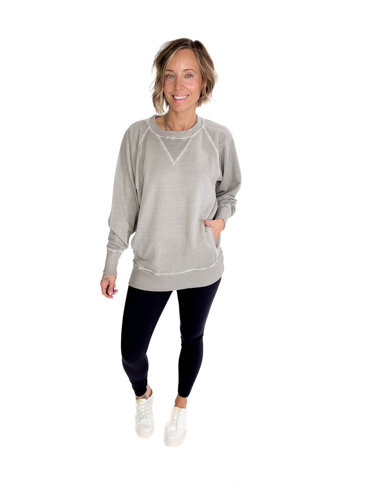 Lux French Terry Pullover- SLEET GREY-FINAL SALE