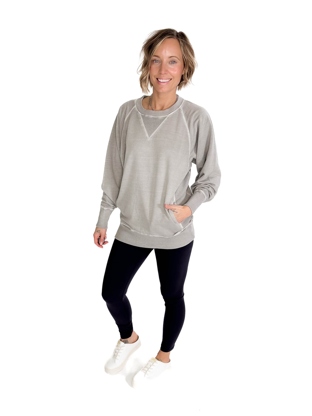 Lux French Terry Pullover- SLEET GREY-FINAL SALE