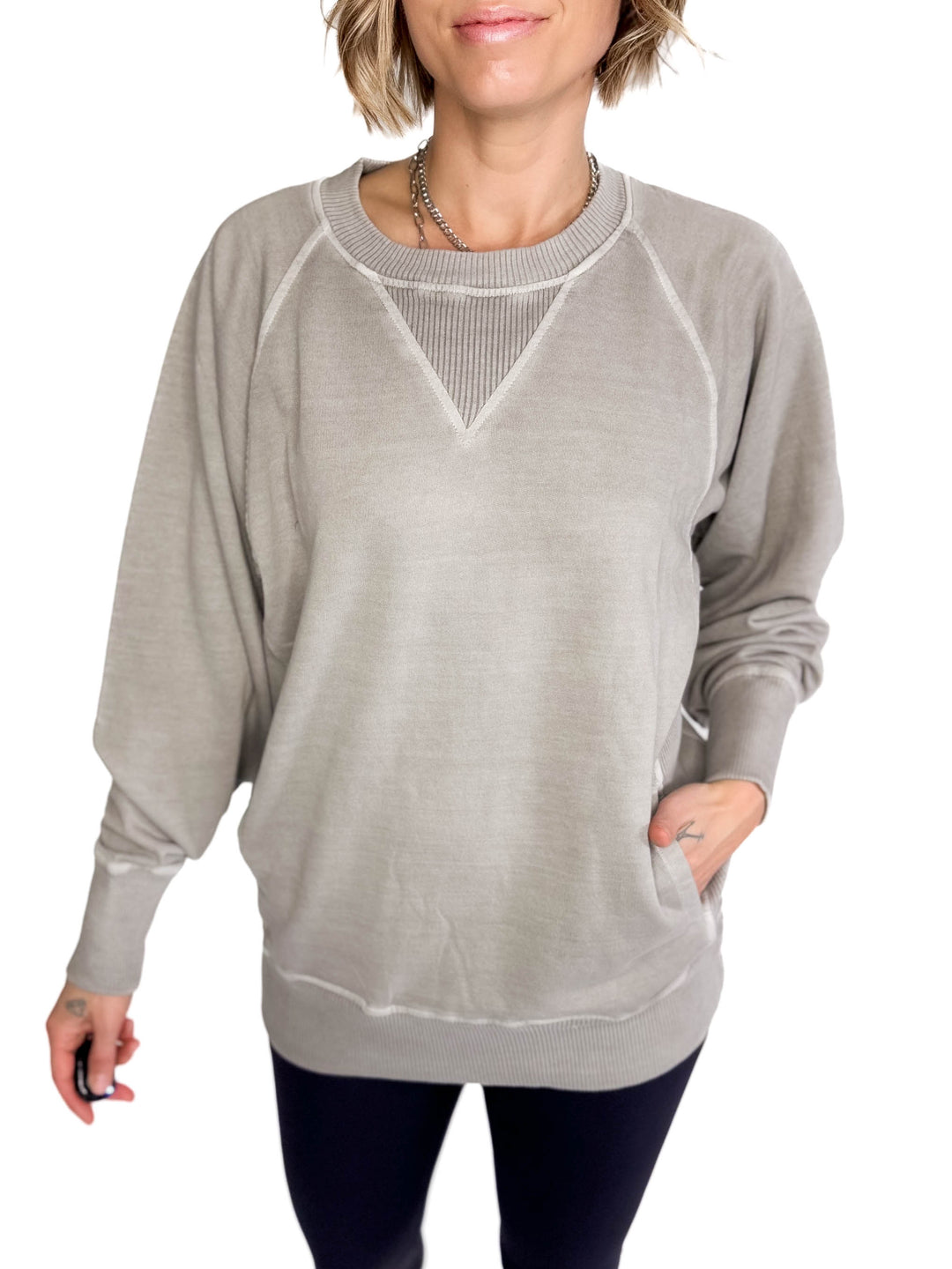 Lux French Terry Pullover- SLEET GREY-FINAL SALE