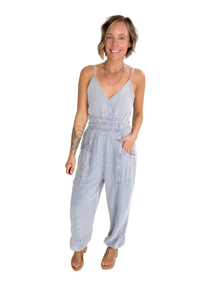 Silvia Cotton Jumpsuit- DENIM-FINAL SALE
