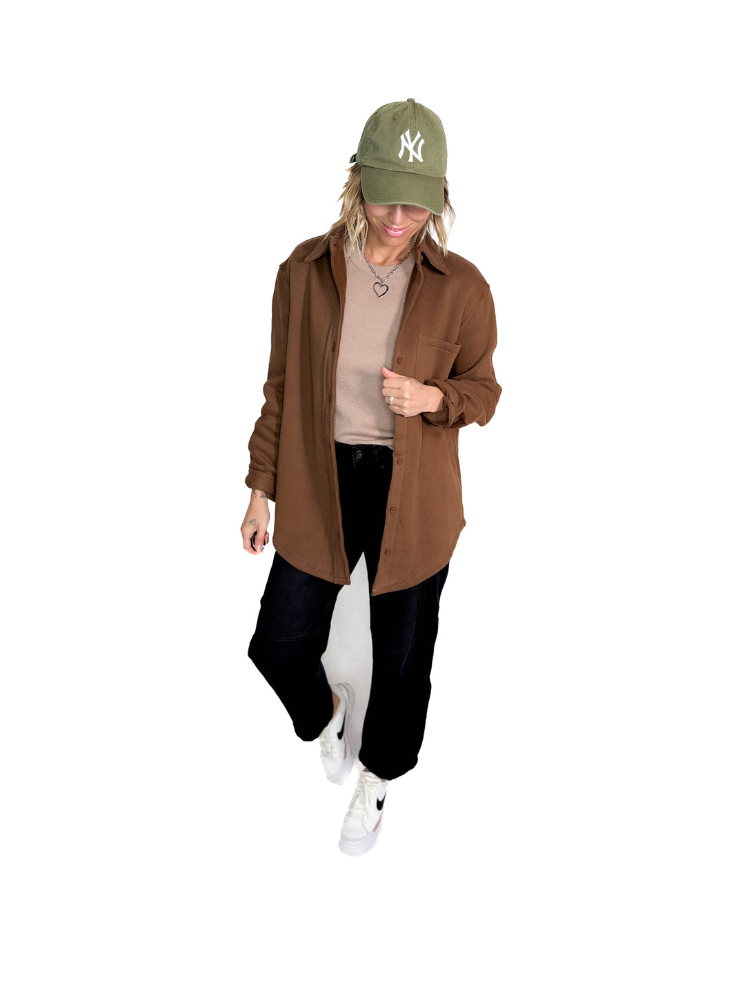 Tayler Fleece Shacket- BROWN