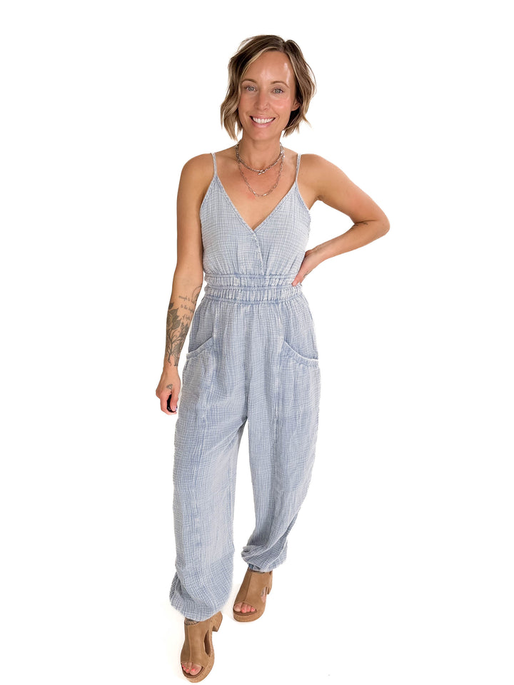 Silvia Cotton Jumpsuit- DENIM-FINAL SALE