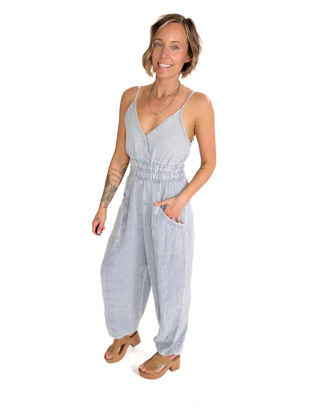 Silvia Cotton Jumpsuit- DENIM-FINAL SALE