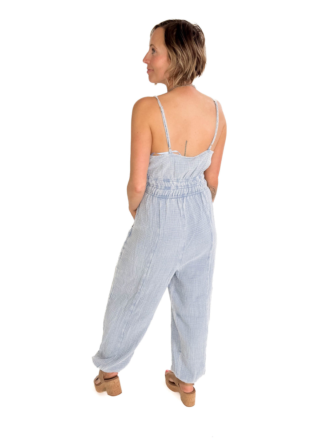Silvia Cotton Jumpsuit- DENIM-FINAL SALE