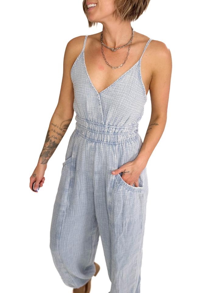 Silvia Cotton Jumpsuit- DENIM-FINAL SALE