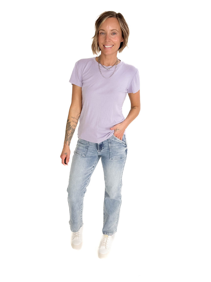 Shalena Soft Cotton Blend Tee- IRIS-FINAL SALE