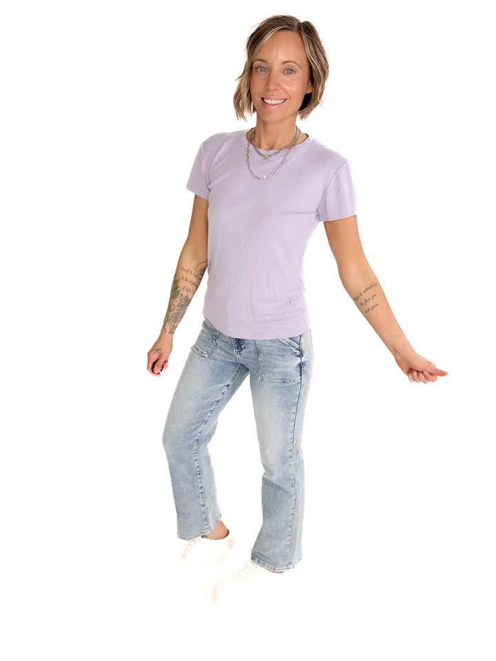 Shalena Soft Cotton Blend Tee- IRIS-FINAL SALE