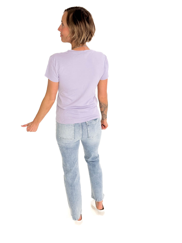Shalena Soft Cotton Blend Tee- IRIS-FINAL SALE
