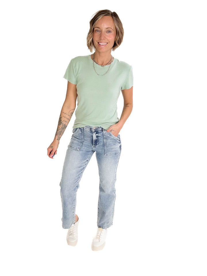 Shalena Soft Cotton Blend Tee- JADE-FINAL SALE