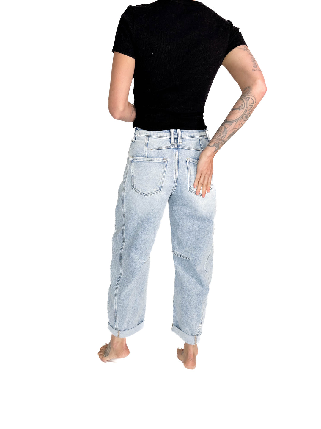 RISEN Ashley High Rise Barrel Jeans- LIGHT WASH