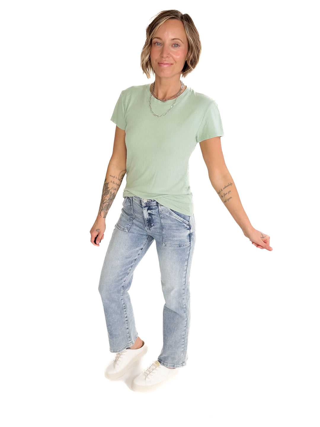 Shalena Soft Cotton Blend Tee- JADE-FINAL SALE