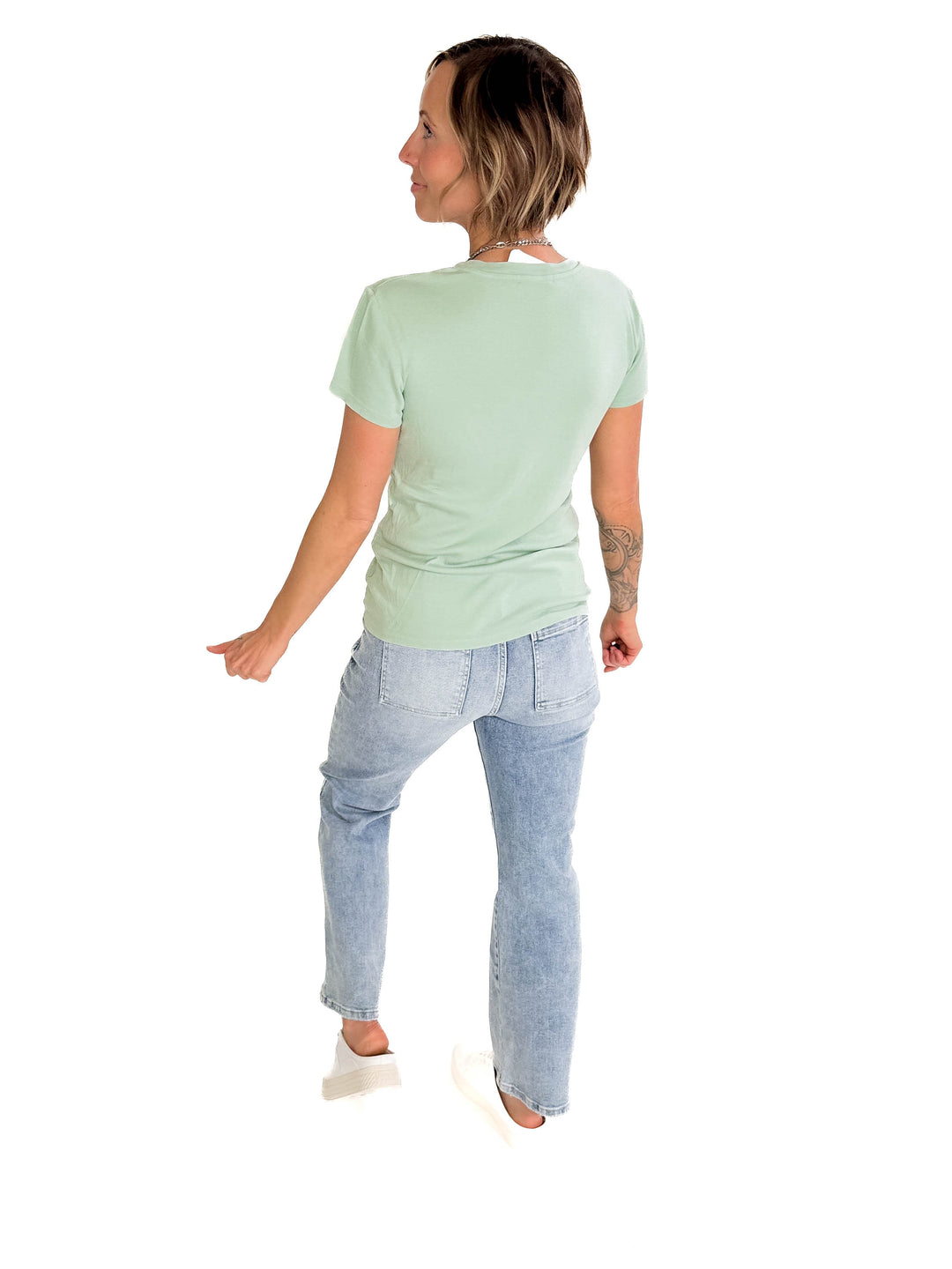 Shalena Soft Cotton Blend Tee- JADE-FINAL SALE