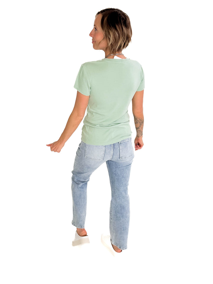 Shalena Soft Cotton Blend Tee- JADE-FINAL SALE