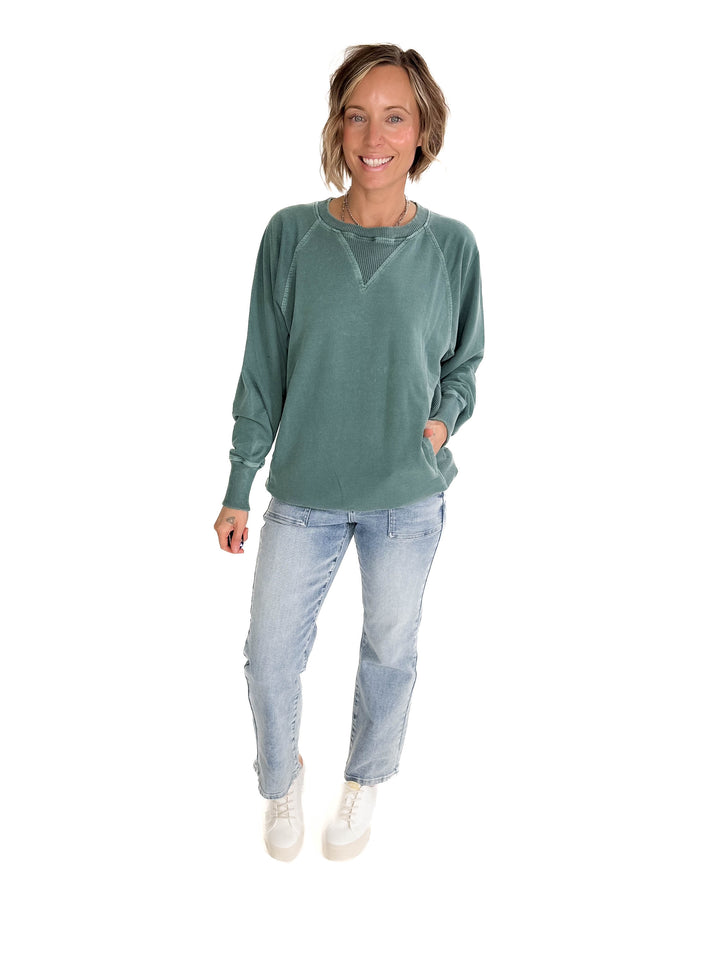 Lux French Terry Pullover- HUNTER GREEN-FINAL SALE