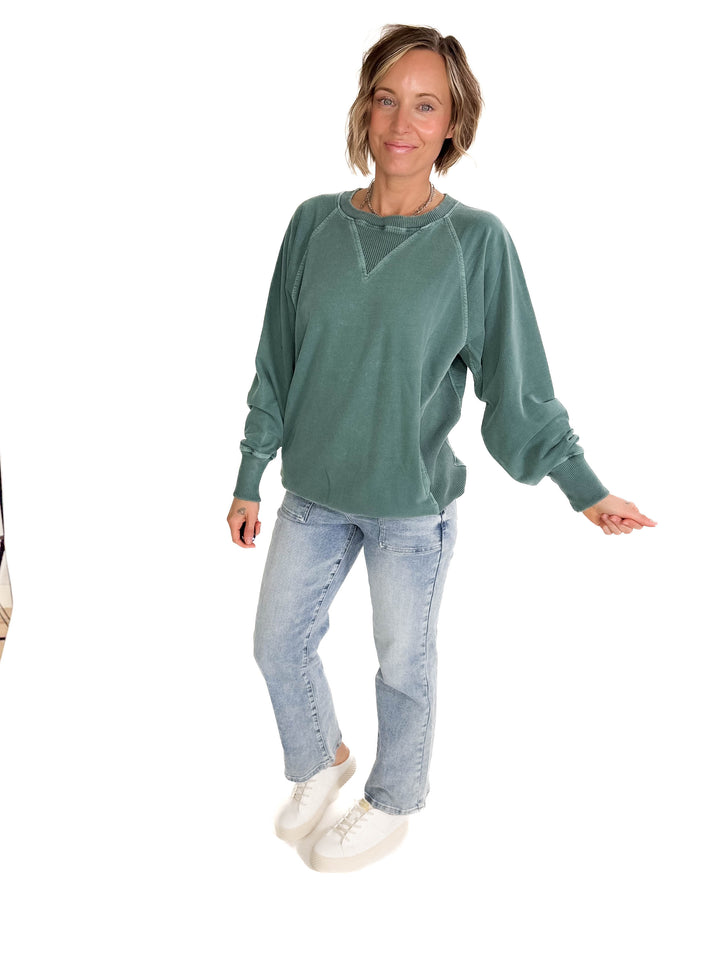 Lux French Terry Pullover- HUNTER GREEN-FINAL SALE