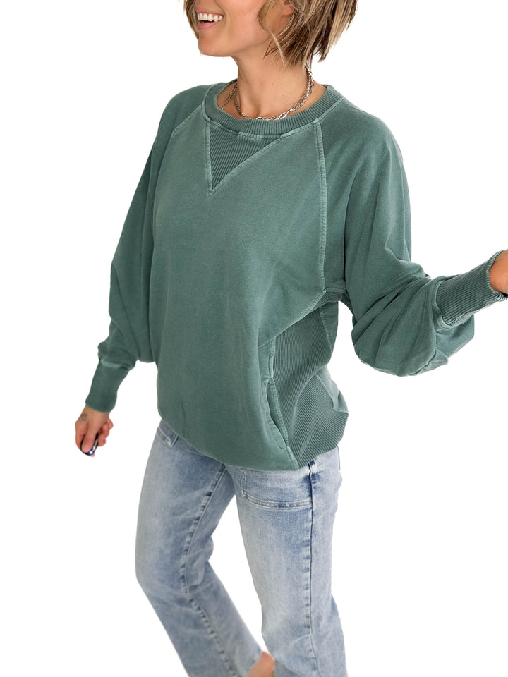 Lux French Terry Pullover- HUNTER GREEN-FINAL SALE