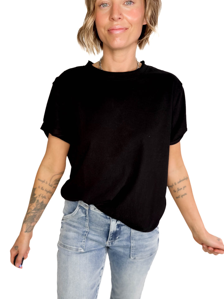 Tali Soft Cotton Blend Short Sleeve Tee- BLACK-FINAL SALE
