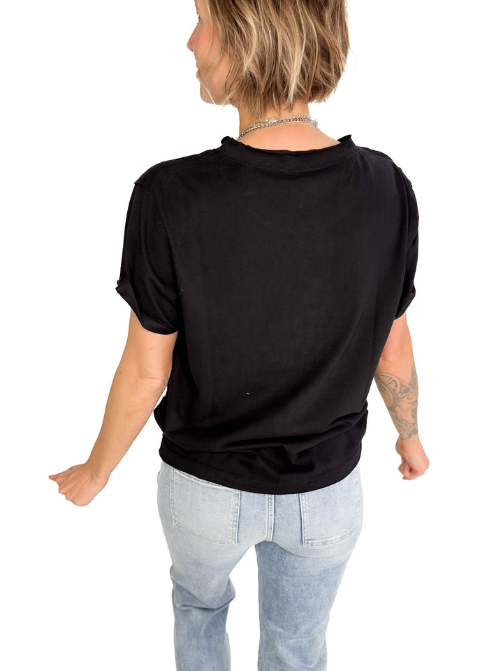 Tali Soft Cotton Blend Short Sleeve Tee- BLACK-FINAL SALE
