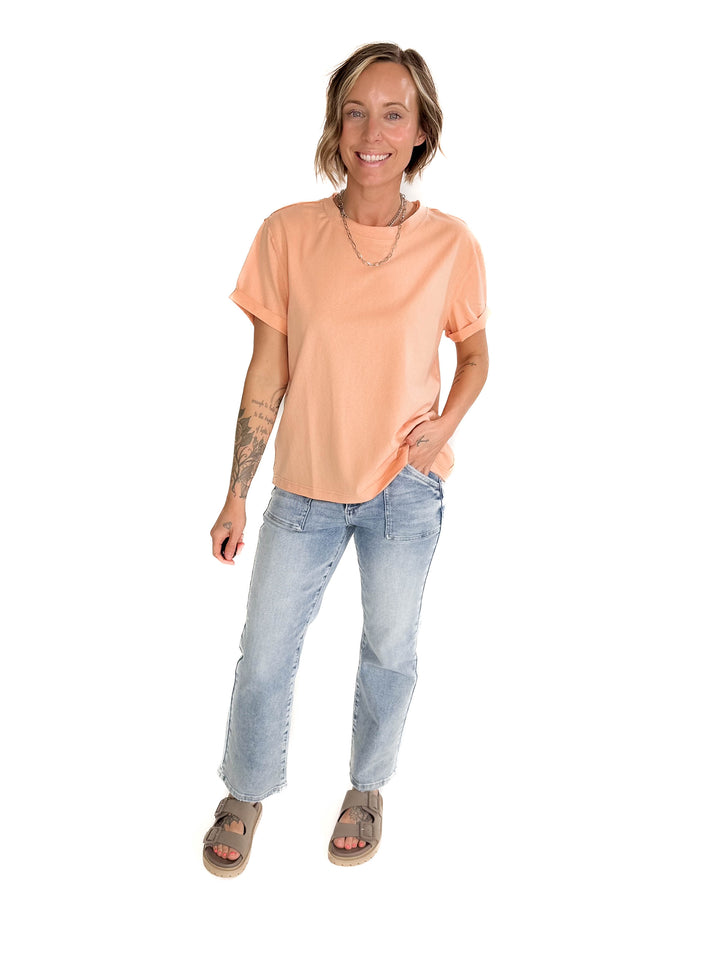 Tali Soft Cotton Blend Short Sleeve Tee- PEACHES-FINAL SALE