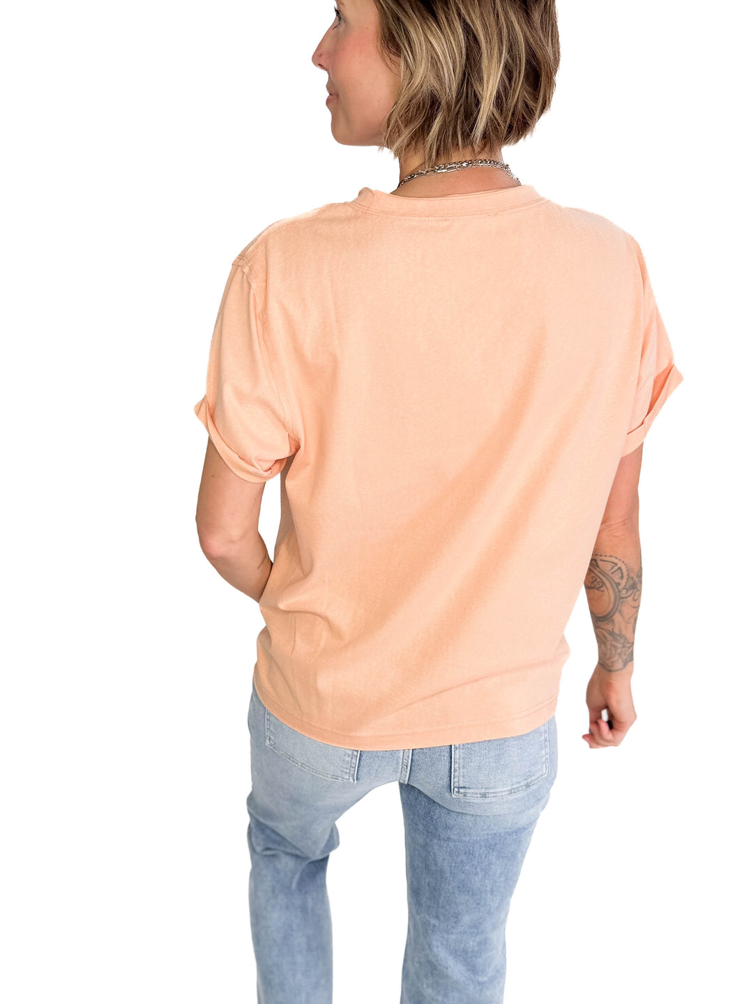 Tali Soft Cotton Blend Short Sleeve Tee- PEACHES-FINAL SALE
