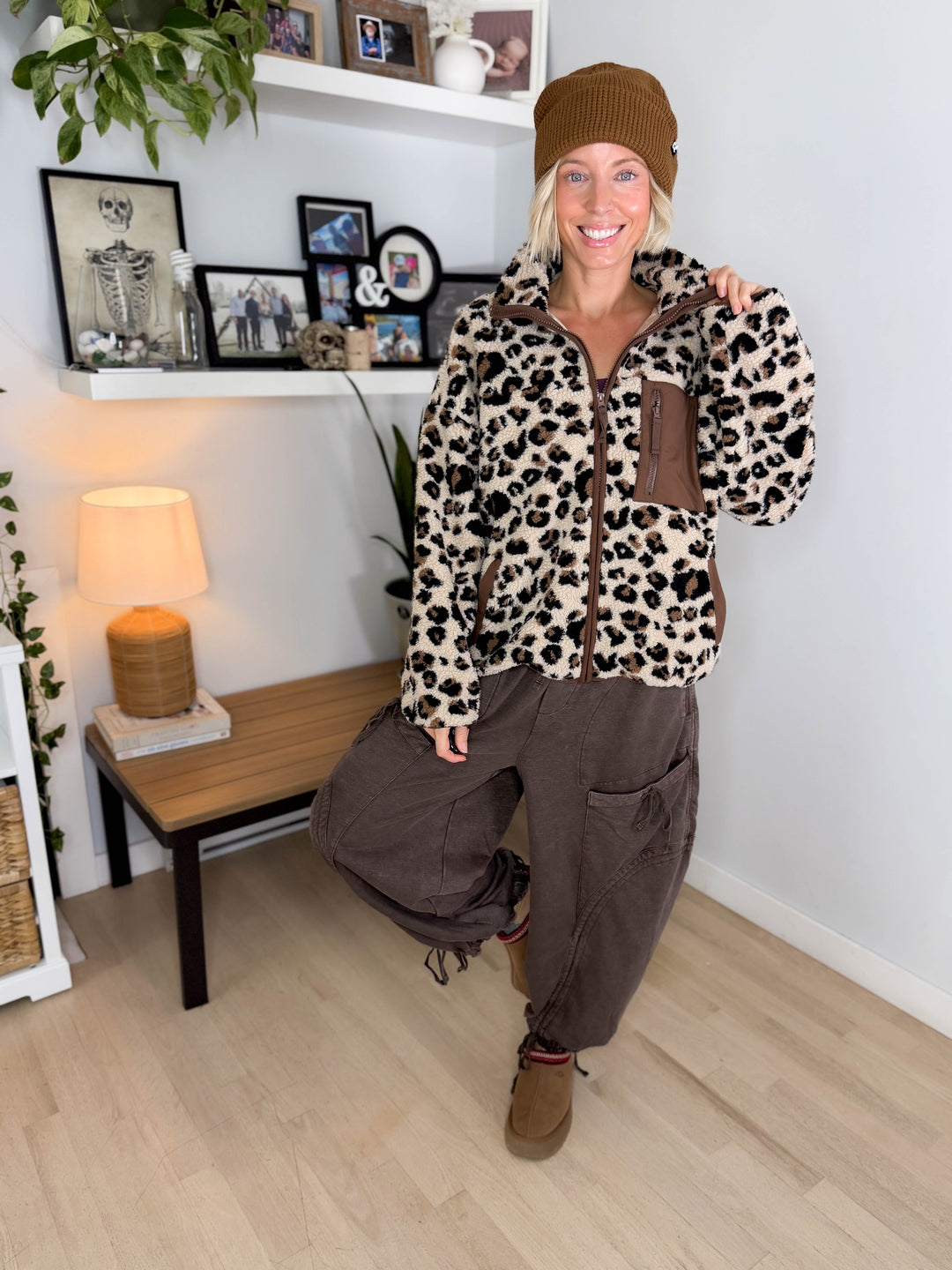 Kalli Leopard Sherpa Jacket- LEOPARD