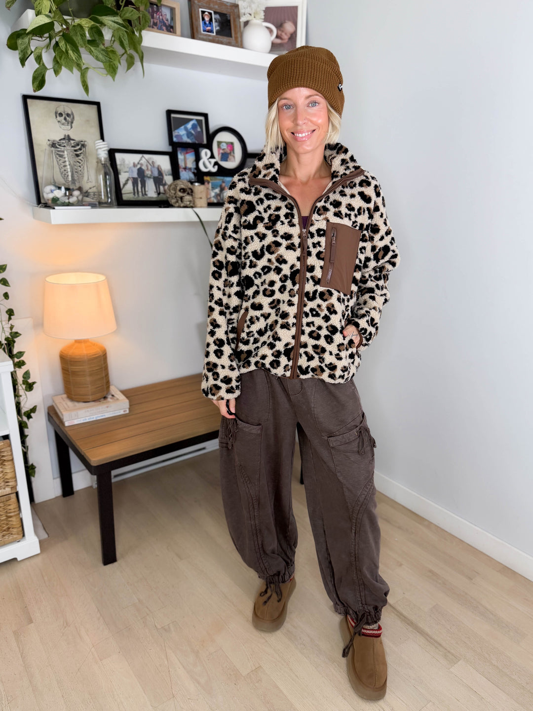 Kalli Leopard Sherpa Jacket- LEOPARD
