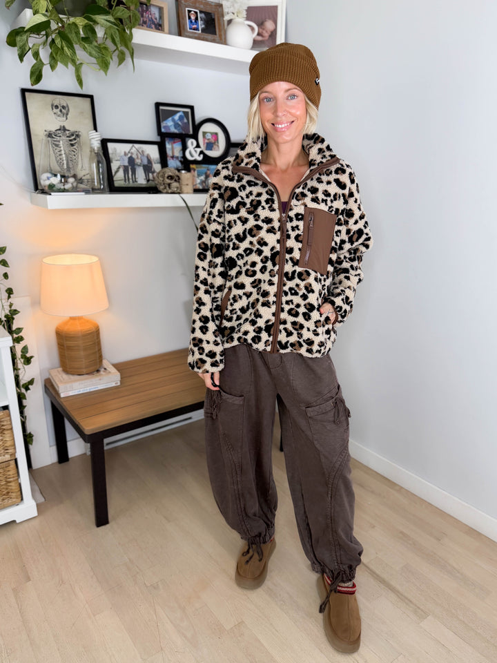 Kalli Leopard Sherpa Jacket- LEOPARD