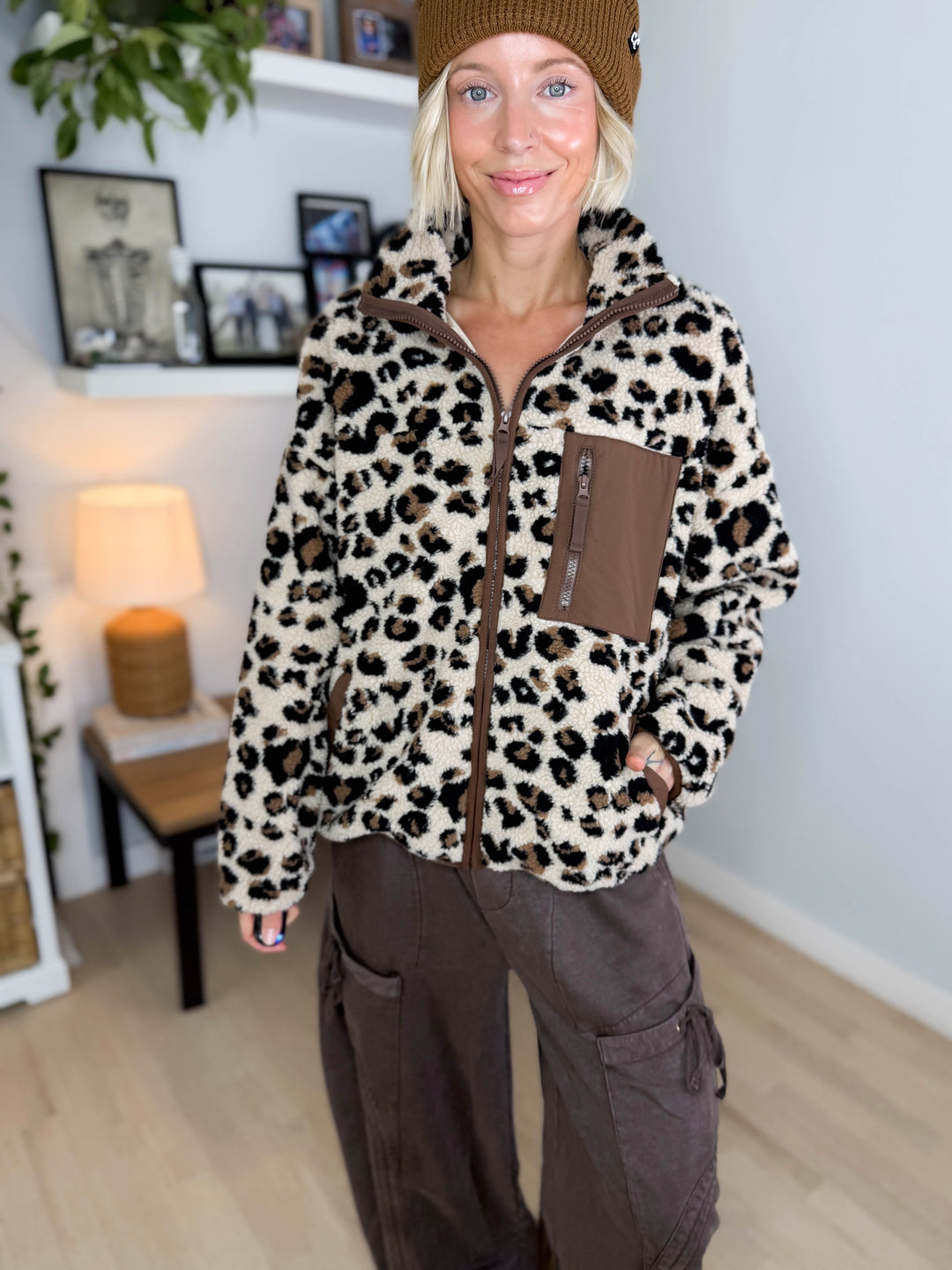 Kalli Leopard Sherpa Jacket- LEOPARD