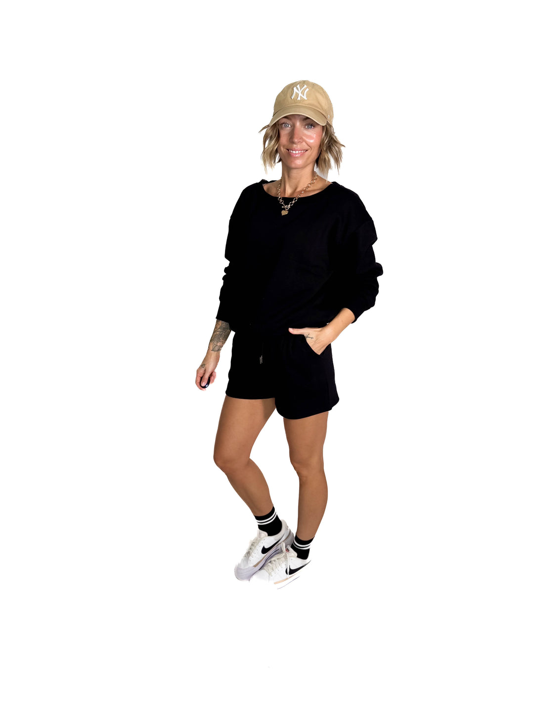 Chill Fleece Shorts Sweat Set- BLACK