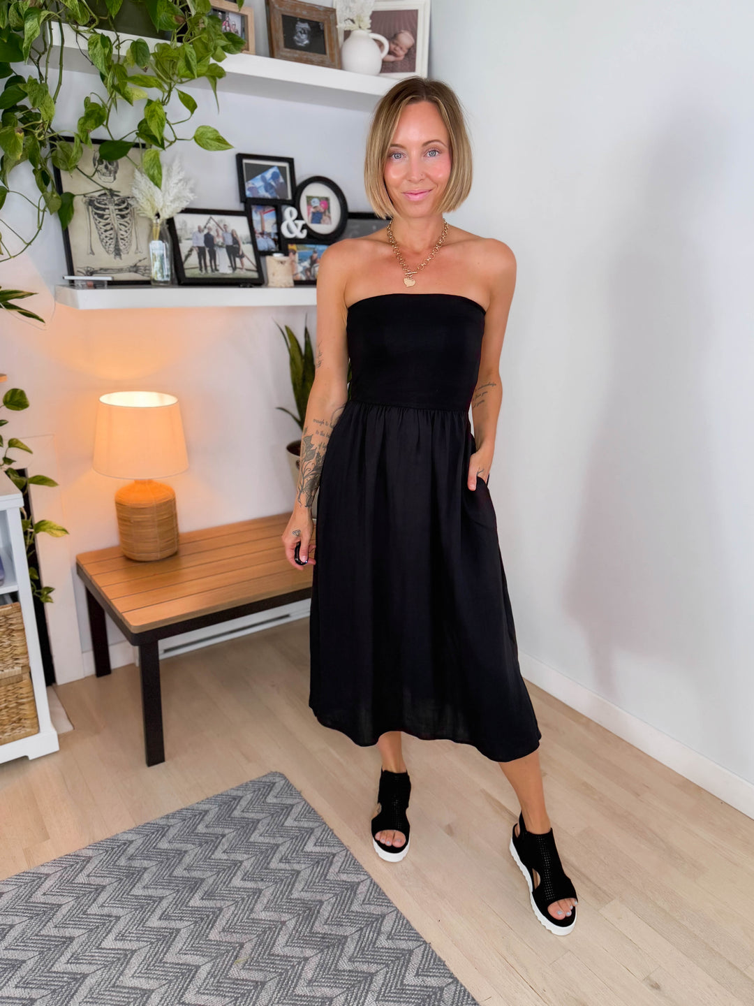parker fit and flare dress Santorelli