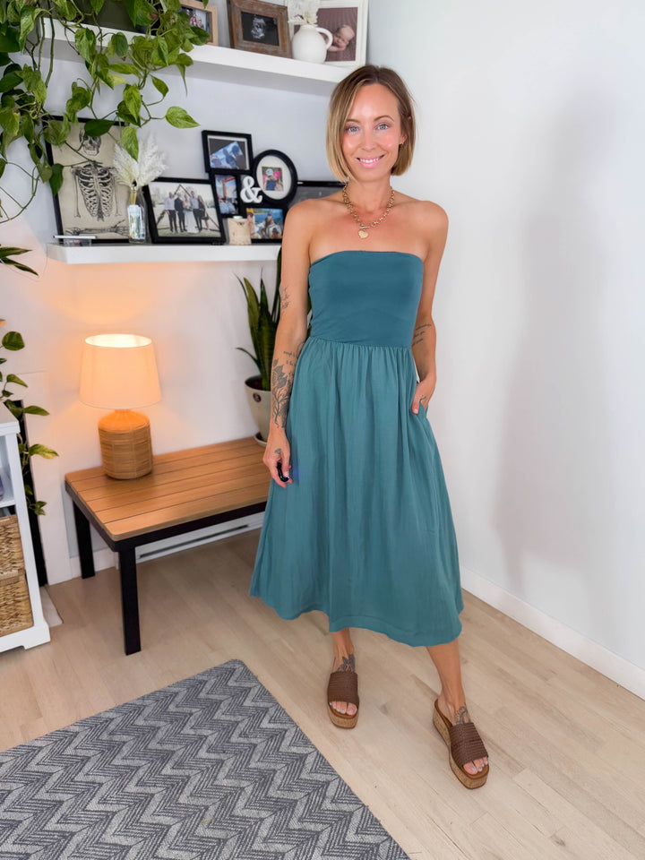 Parker Strapless Fit & Flare Dress- BALSAM
