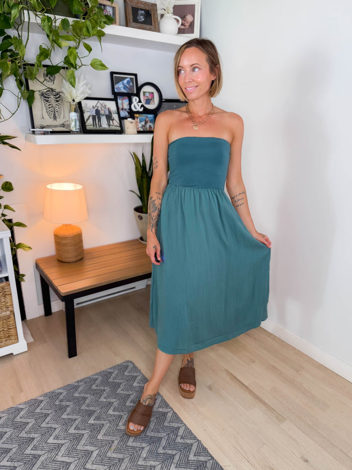Parker Strapless Fit & Flare Dress- BALSAM