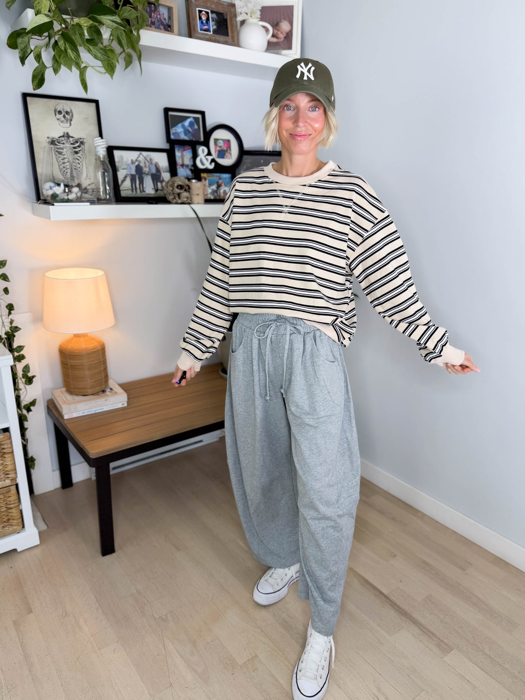 Zella Oversized French Terry Sweatshirt- BEIGE COMBO