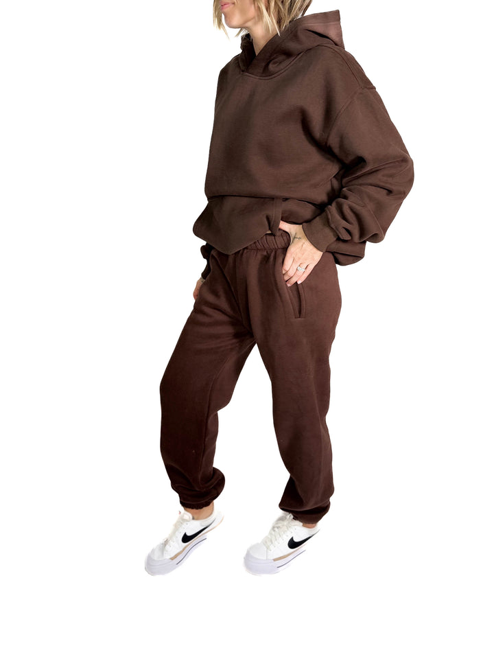 Dami Cloud Fleece Sweatpants- DARK BROWN