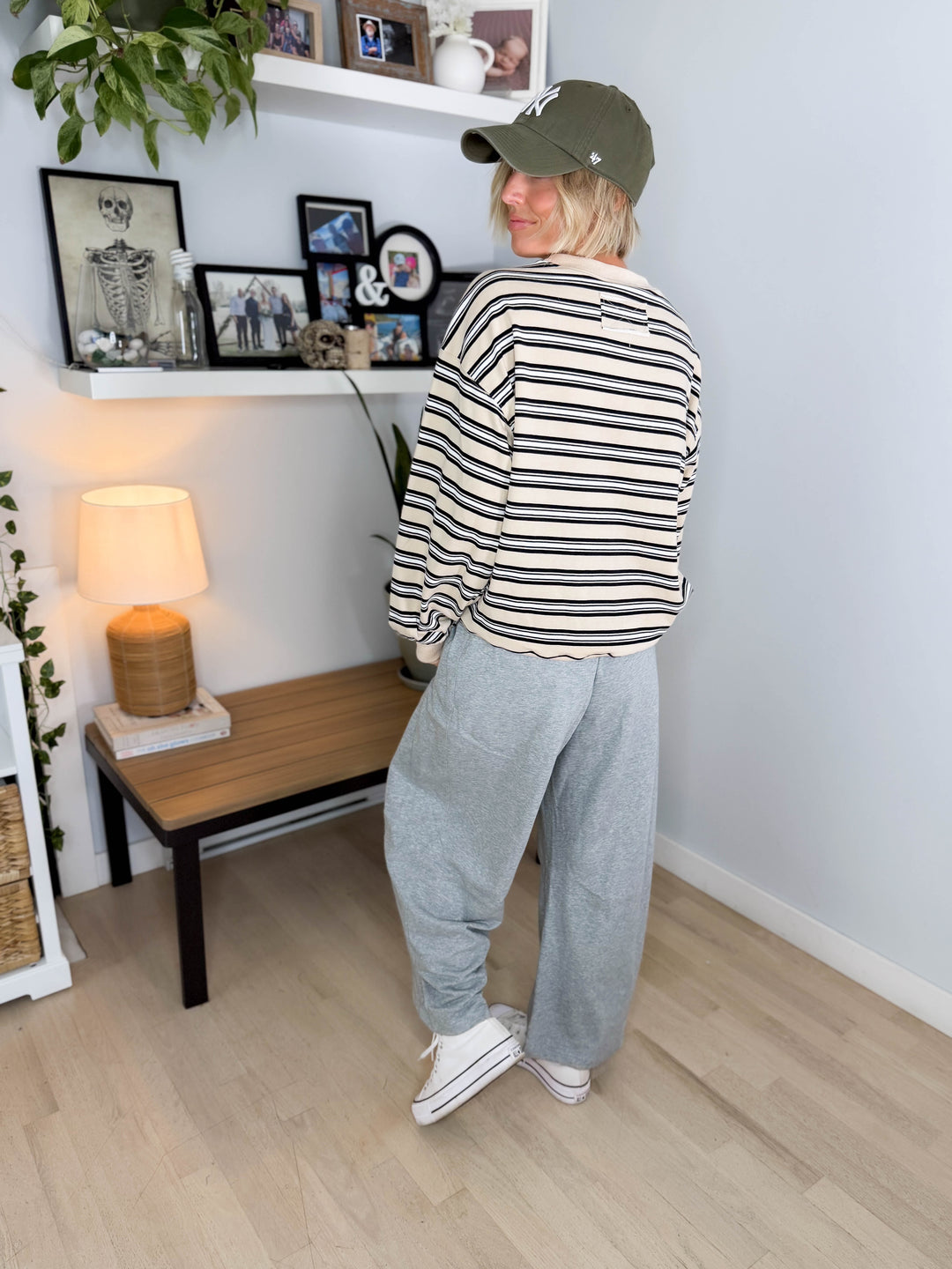 Zella Oversized French Terry Sweatshirt- BEIGE COMBO