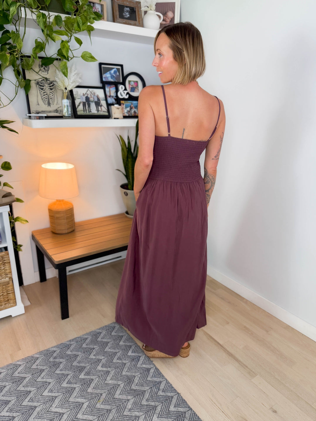 Glow Getter Tank Midi Dress- WALNUT