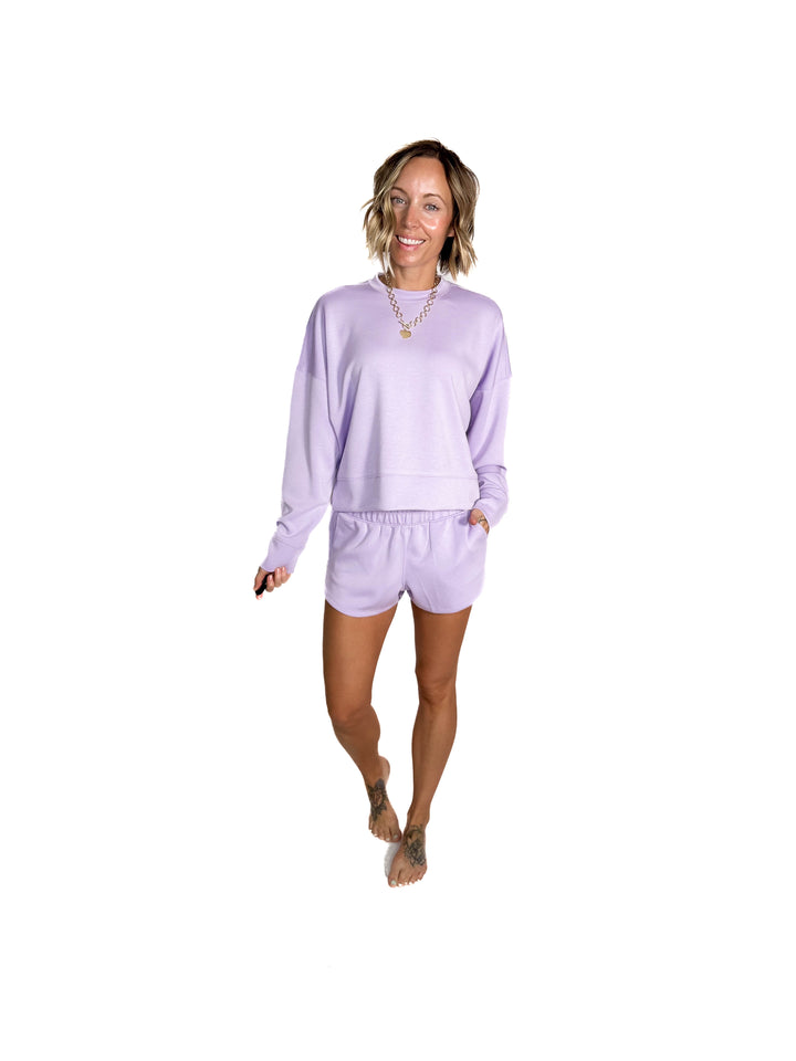 Kate Scuba Shorts Short Set- LILAC