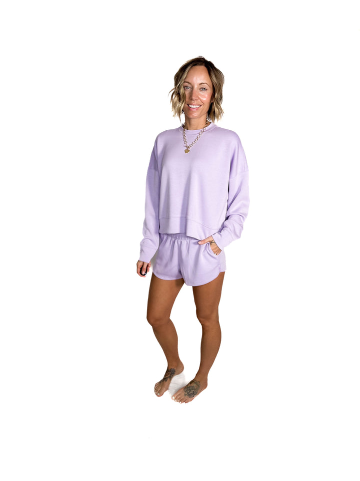 Kate Scuba Shorts Short Set- LILAC