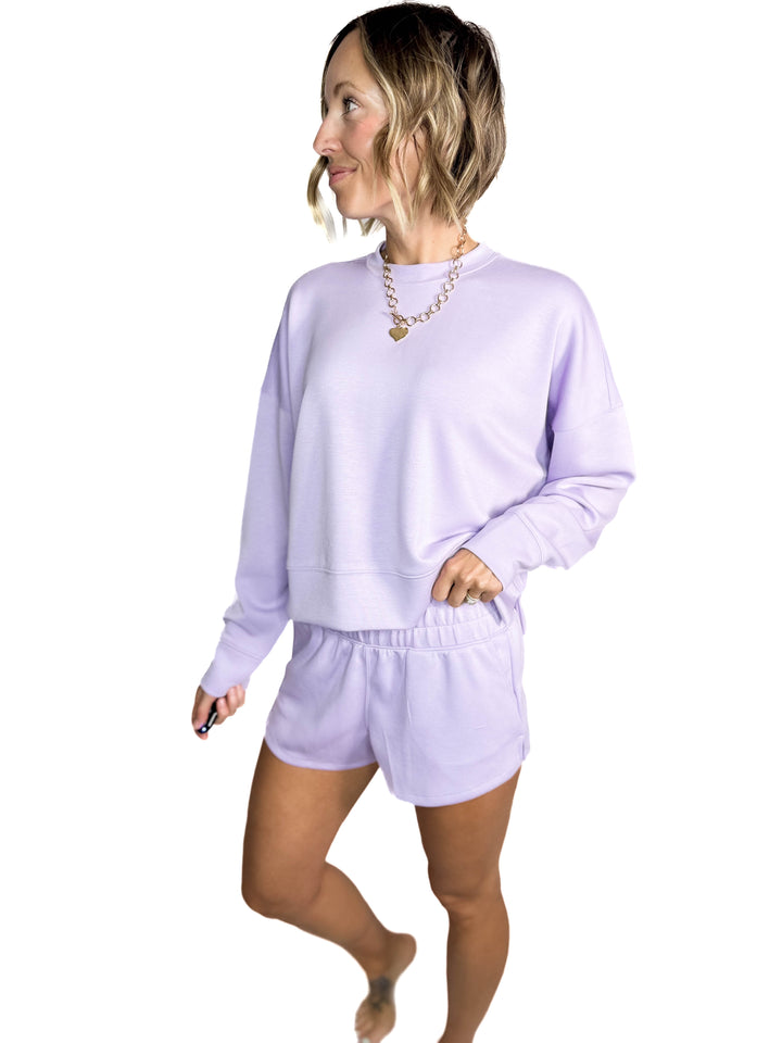 Kate Scuba Shorts Short Set- LILAC