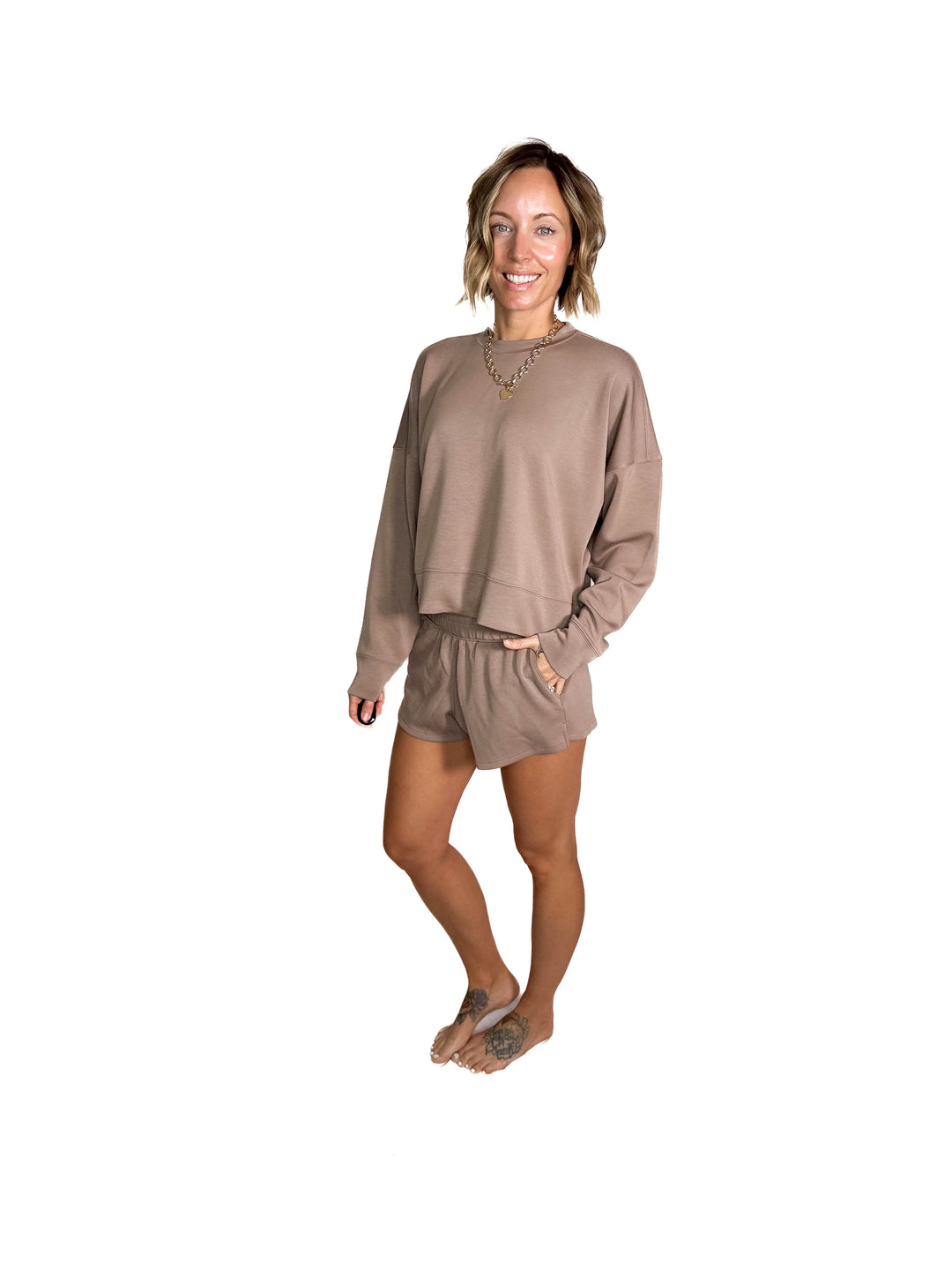 Kate Scuba Shorts Short Set- COCOA