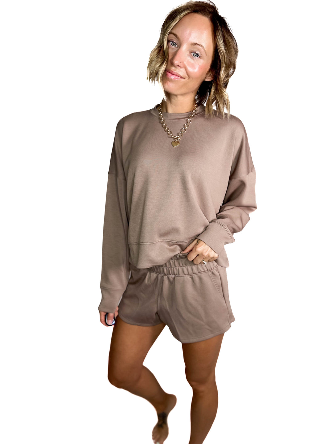 Kate Scuba Shorts Short Set- COCOA