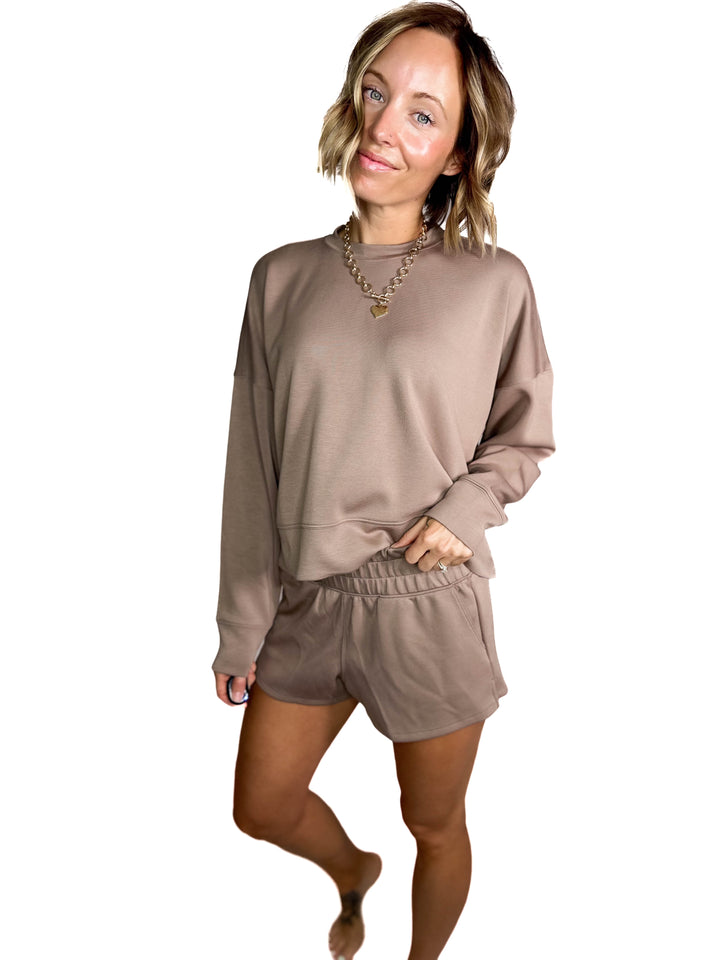 Kate Scuba Shorts Short Set- COCOA