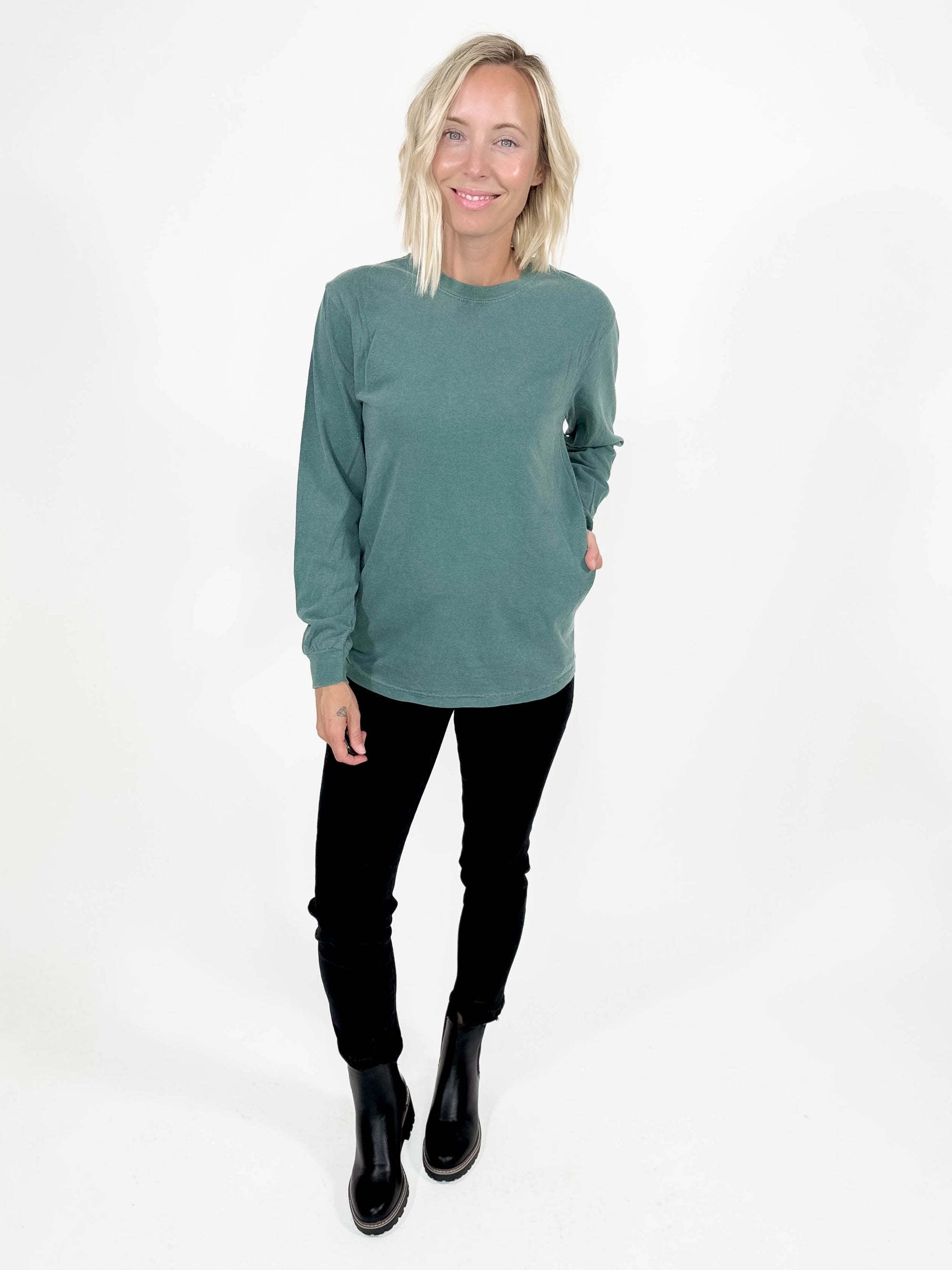 T+G Classic Washed Long Sleeve- SPRUCE