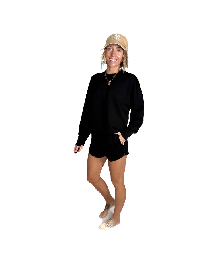 Kate Scuba Shorts Short Set- BLACK