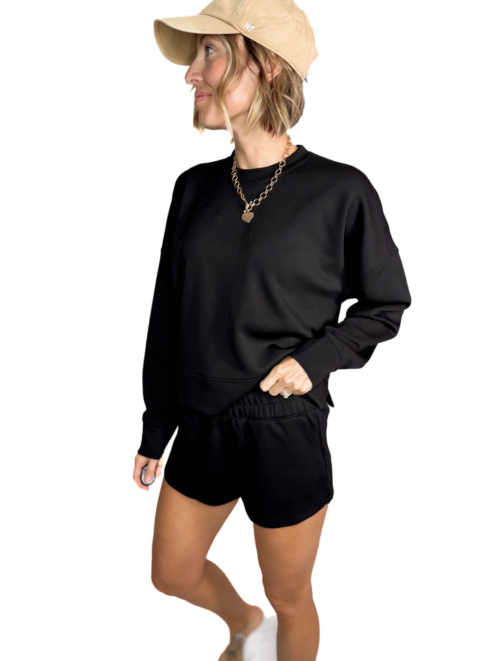 Kate Scuba Shorts Short Set- BLACK