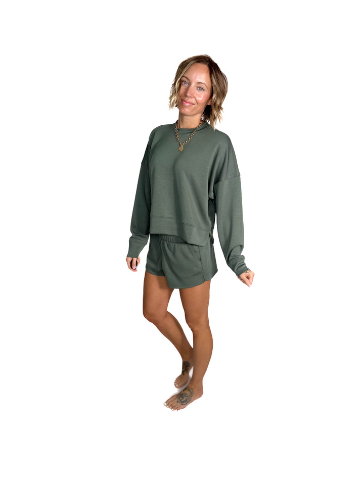 Kate Scuba Shorts Short Set- DARK FOREST